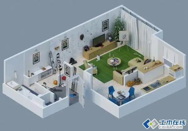 三维平面图展示公寓的完美设计