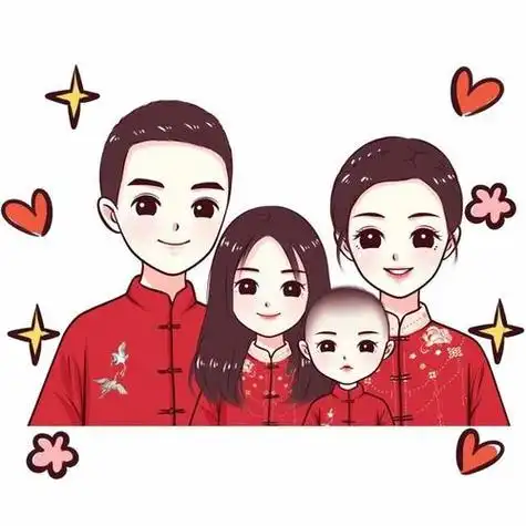 11月再见用手绘记录幸福一家四口全家福头像