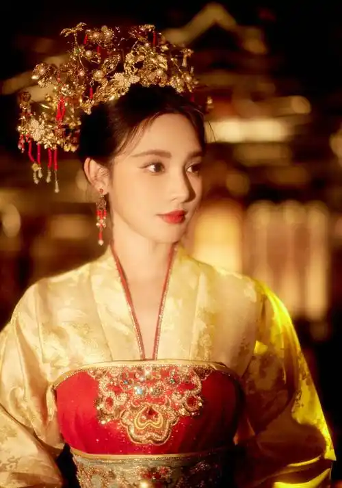 彭小苒一身古装美艳靓丽红唇吸睛如画中仙女