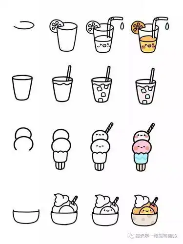 甜品简笔画图片大全卡通甜品图片简笔画 可爱的小甜点简笔画花简笔画