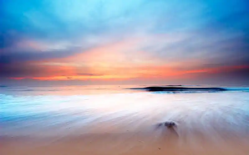 唯美意境,大海,夕阳,海浪,沙滩,唯美,电脑壁纸,壁纸黄昏的大海