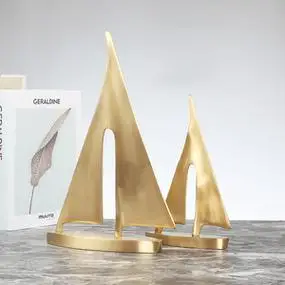 一帆风顺帆船纯铜黄铜摆件北欧现代轻奢创意家居客厅饰品玄关酒柜