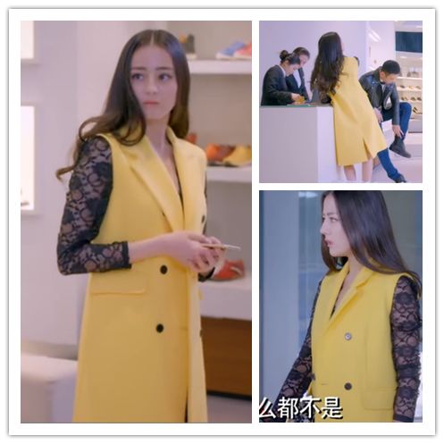 2024春装新款 克拉恋人高雯迪丽热巴明星同款 嫩黄色马甲宽松外套