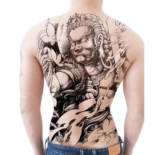 【一张满背 送10张半臂】不动明王满背纹身贴防水男后背背部大图