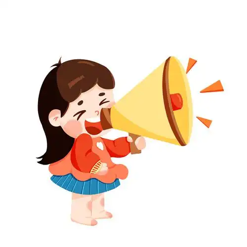 卡通喇叭喊话女孩开学元素gif动态图开学元素[gif]
