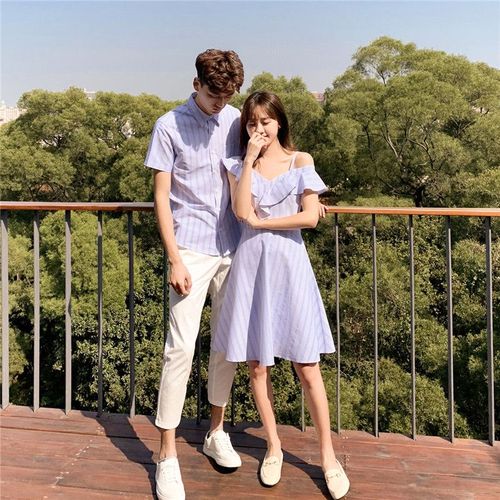 sunwisess情侣装夏季一男一女套装裙子春夏 设计感 新款气质不样成熟