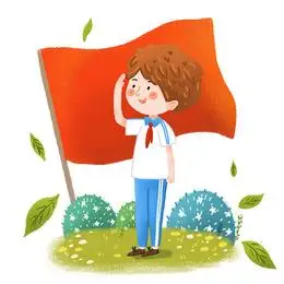 手绘卡通红领巾学生敬礼免抠元素素材