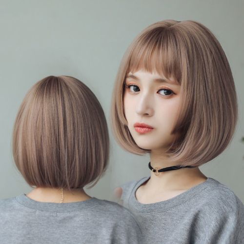 假发女短发公主切bobo头直发全头套圆脸空气刘海女士学生逼真自然