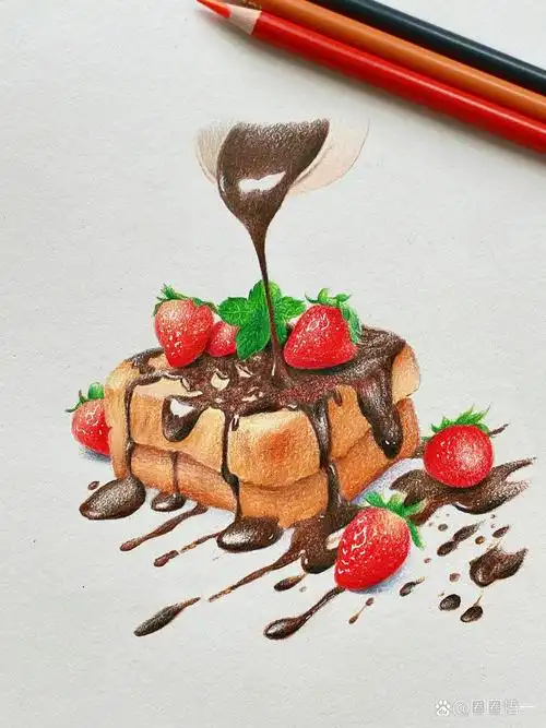 彩铅画 甜品美食 绘画过程图