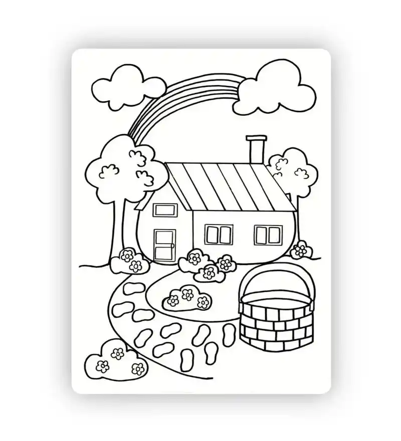 房子儿童涂色画素材模板