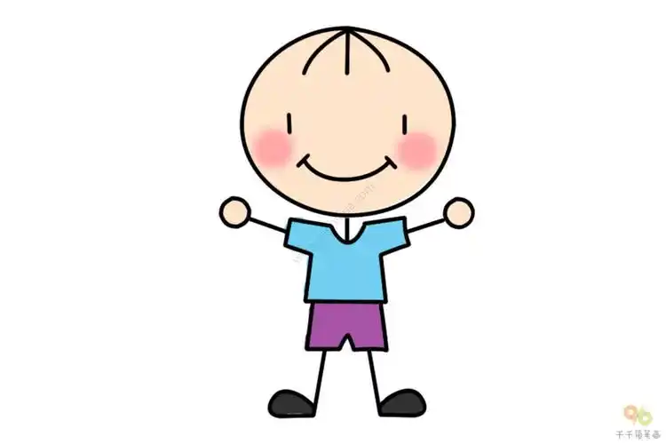 光头小男孩简笔画