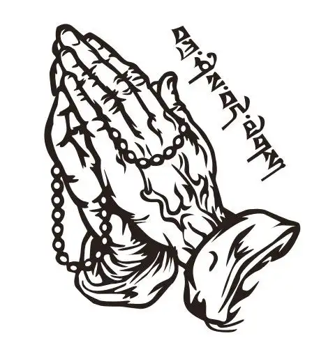 汽车贴纸反光车贴双手合十佛贴 宗教佛手车身贴 阿弥陀佛 藏文贴