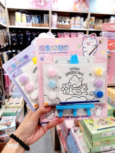 儿童填色丙烯画颜料画可爱萌涂鸦卡通diy手工涂色迷你小尺寸简单