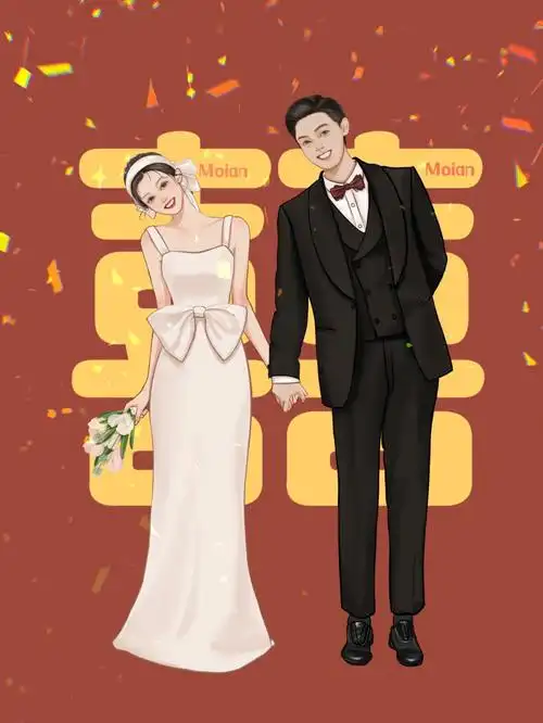 复古水彩风婚纱照