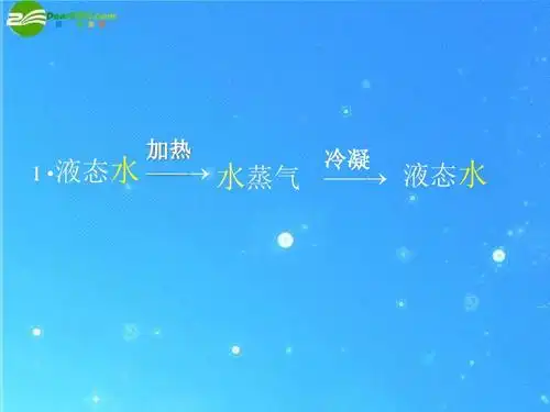 液态水 ——  水蒸气 加热 冷凝 ——  液态水