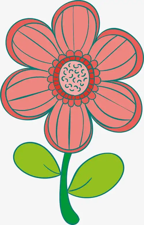 卡通红色花朵
