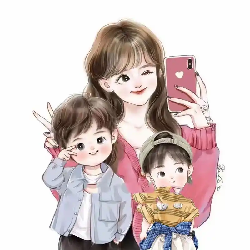 一家四口两男娃亲子头像背景