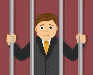 身陷囹圄在一个笼子里的商人照片