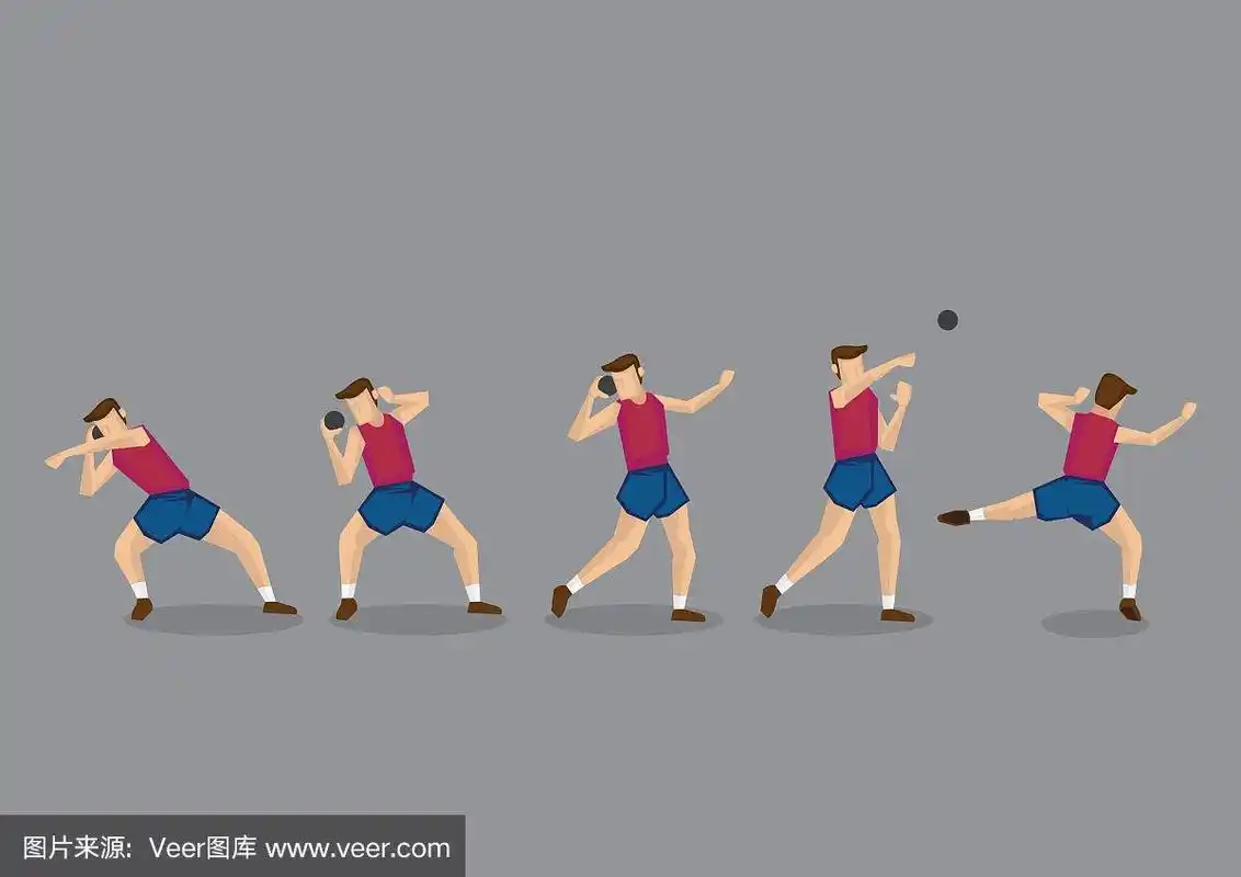 铅球动作序列矢量人物插图