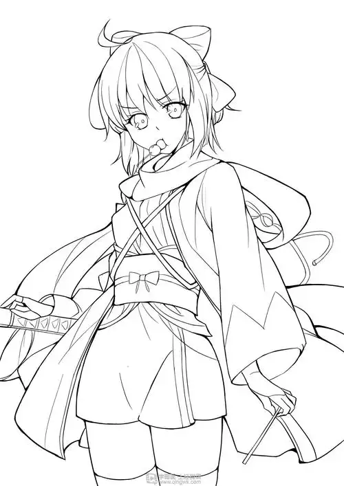 作业:动漫线稿零基础入门学习之主线与辅线的画法练习 - gf-8-094 养