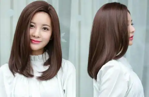 韩式中发直发发型图片