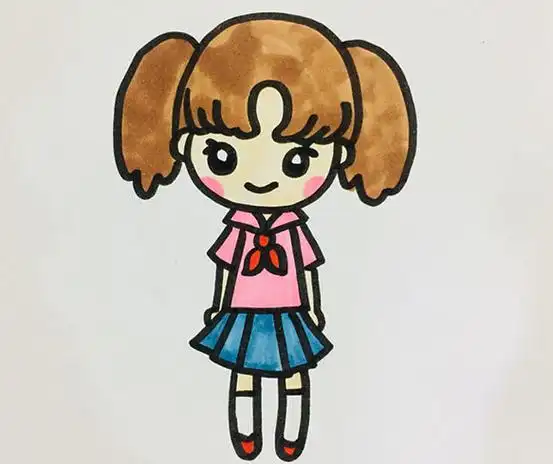 自画像简笔画女生小学生