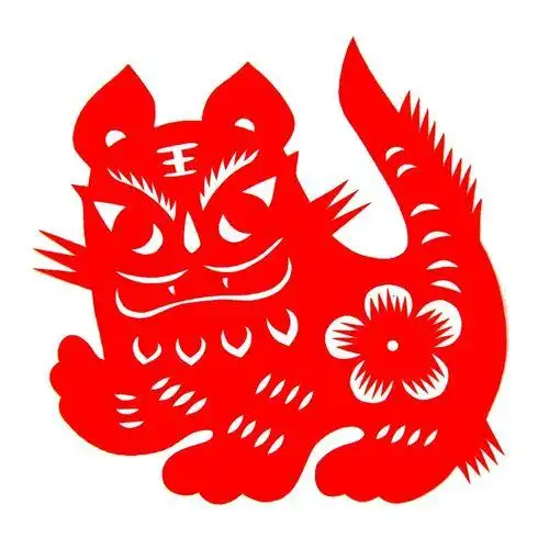 剪纸图案大全-老虎与福字福字老虎剪纸2022生肖虎年窗花新年福字剪纸