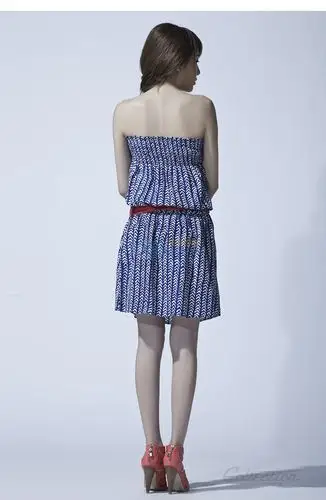 peacebird太平鸟 collection夏季新品抹胸系带连衣裙al1020027 蓝色 s