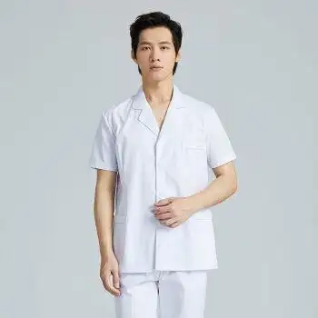 男护士服短分体套装白大褂短款长立领一套口腔牙科医生工作服 男白色