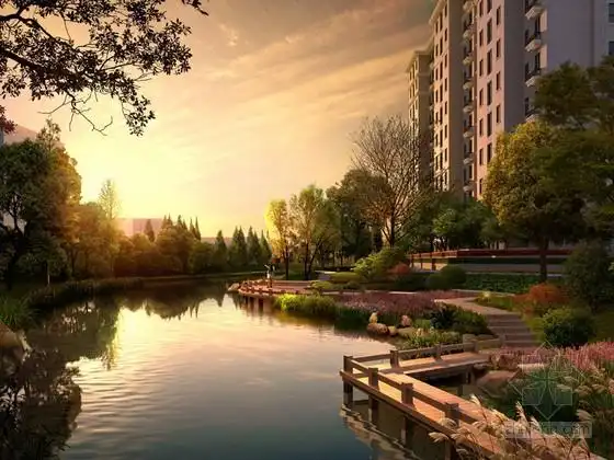 小区水系景观psd分层素材下载