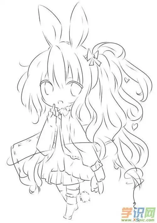 动漫古装女孩简笔画动漫 简笔画 卡通 漫画 手绘 头像 线稿 500663 竖