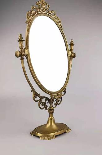 复兴西洋古董家居 法国纯铜镜子 欧式梳妆镜 桌面化妆镜