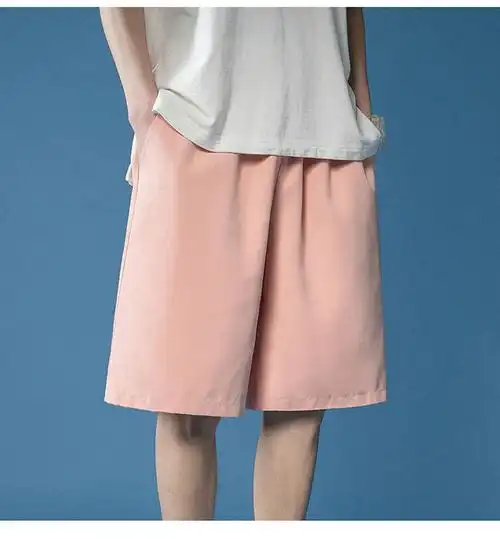 gap ei zara n官网男装 2022夏季宽松运动短裤男新款中裤子 粉红色 l