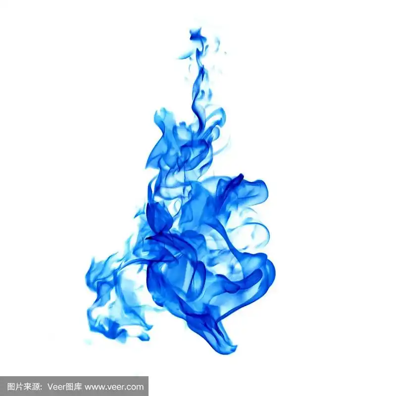 蓝色火焰孤立在白色背景与剪辑部分