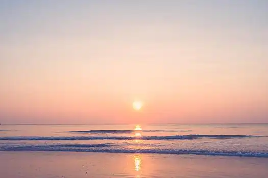 漂亮,日出,海滩,热带沙滩,海景,旧式