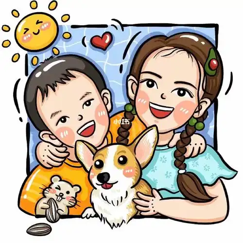 给一对可爱的姐弟绘了个头像手绘全家福