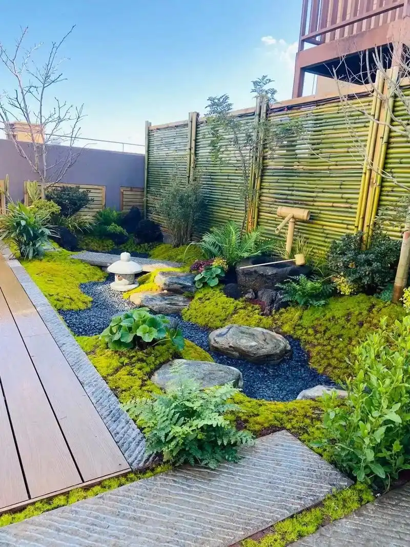 禅意庭院景观实景案例分享,用青竹 - 抖音