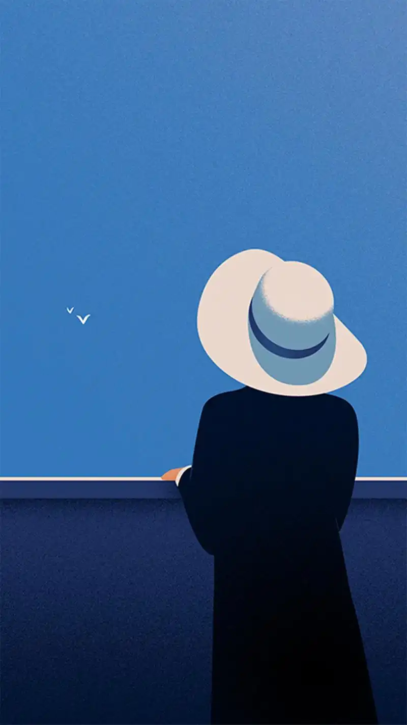 手绘宝蓝色背景高清手机壁纸