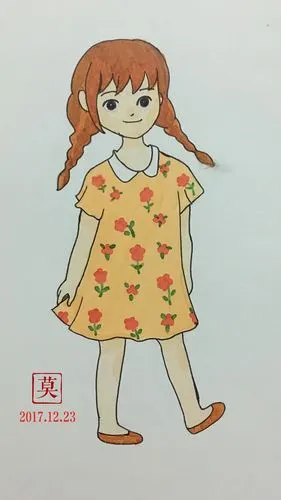 我要学画画 | 穿裙子正面站着全身小女孩2 - 简书