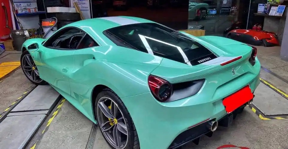 成都靓车会法拉利488马卡龙抹茶绿汽车改色贴膜_搜狐汽车_搜狐网