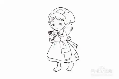 卡通版卖火柴的小女孩的画法