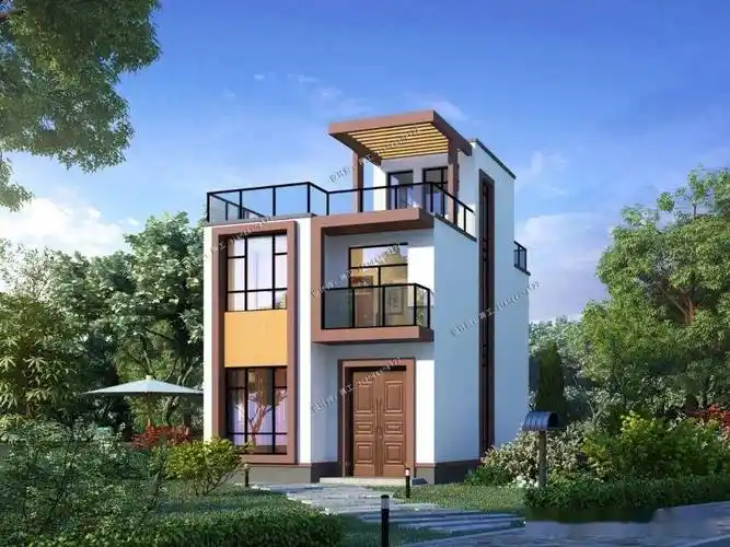 70平的小面积也能建豪宅,4款三层农村别墅设计,25万哪款都能建_户型_