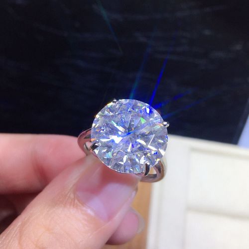 【10克拉】优质白莫桑钻戒指女士鸽子蛋一钻一码活口秒过钻笔