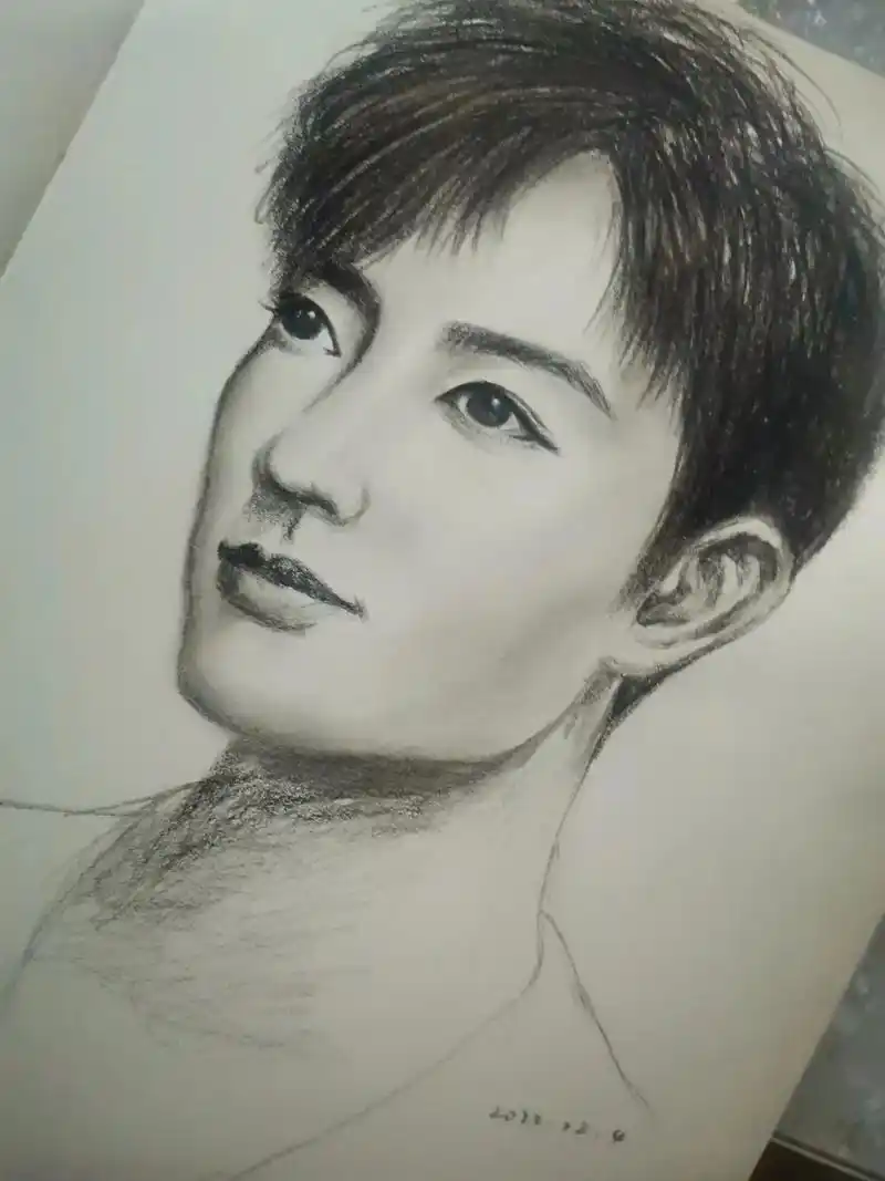 瞎画#肖战 #肖像画 #素描  - 抖音