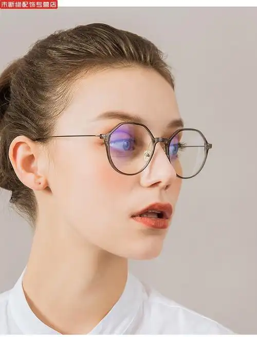 手机眼镜抗蓝光平光近视眼镜框女护目复古小清新有度数大脸 黑色框