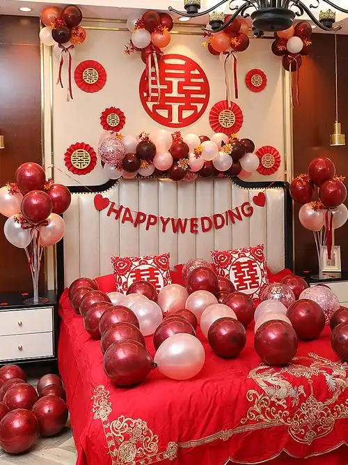 婚房卧室套装装饰气球男女女方新房结婚背景墙气球