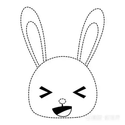 虚线形状快乐兔头野生动物插图插画-正版商用图片18ug1o-摄图新视界