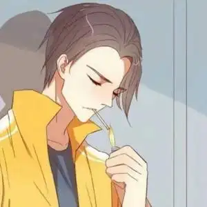 靠墙点烟中分酷男_卡通人物头像图片_扣扣居