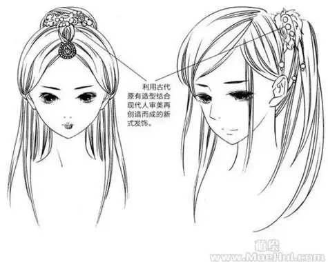 画古代的发型简笔画