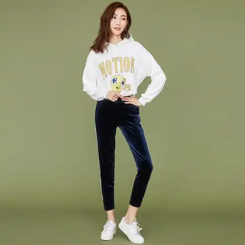 拉夏贝尔裤子冬装新款韩版时尚长裤chic小脚丝绒休闲裤女